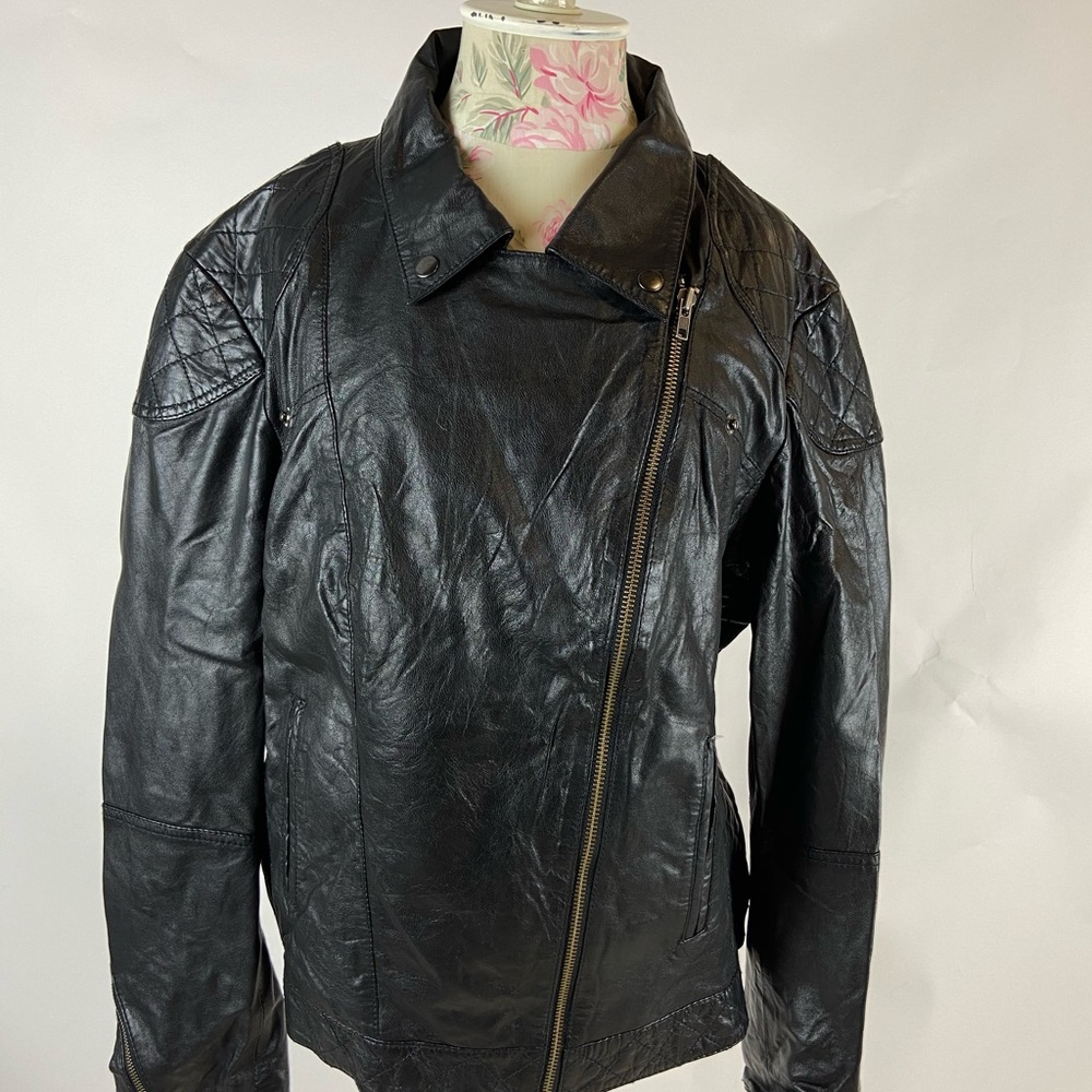 ASOS Curve Dark Leather Moto Jacket